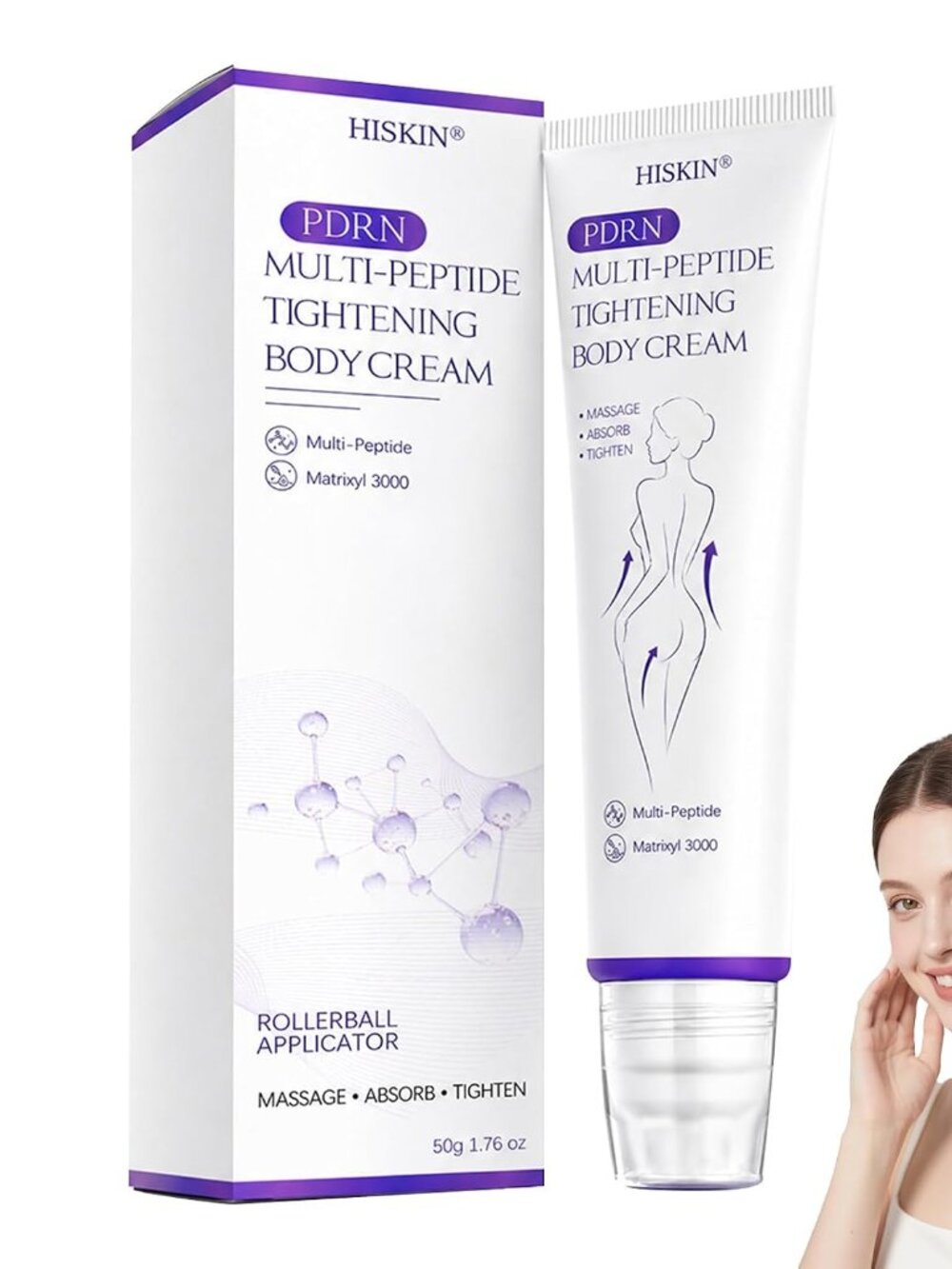 PDRN Multi-Peptide Massaging Body Roller Cream, Anti-Wrinkle Firming Cream